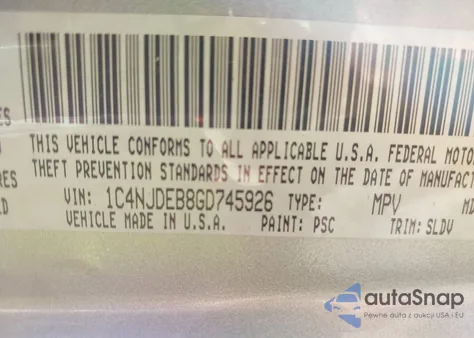 2016 Jeep Compass High Altitude Edition z USA, uszkodzony, nr VIN 1C4NJDEB8GD745926